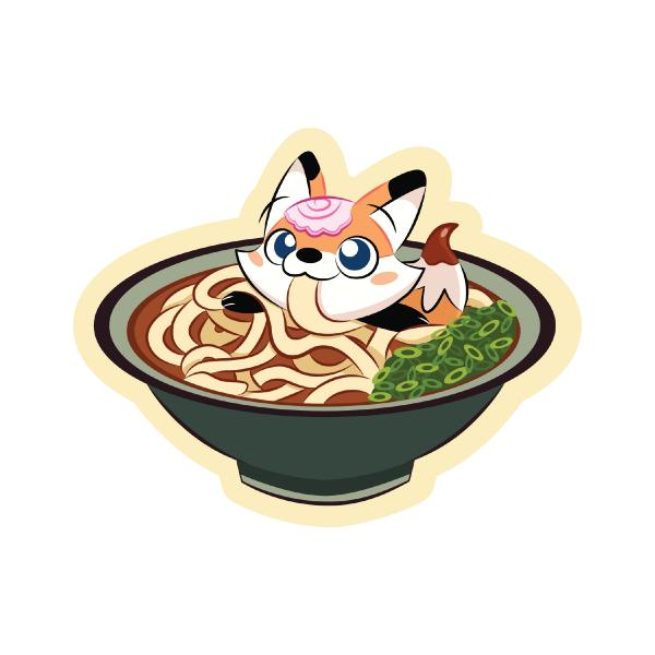 Cute Loot Kitsune Udon Sticker