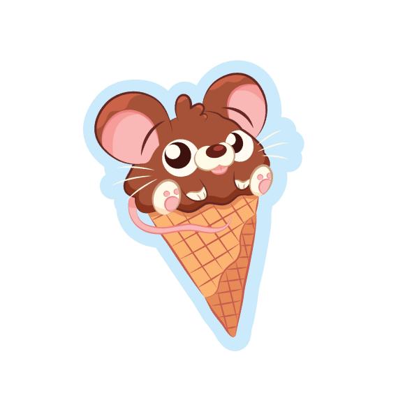 Mice Cream Cone Sticker