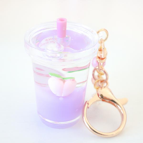 REAL LIQUID - PURPLE Peach Milk Drink Keychain Charm picture