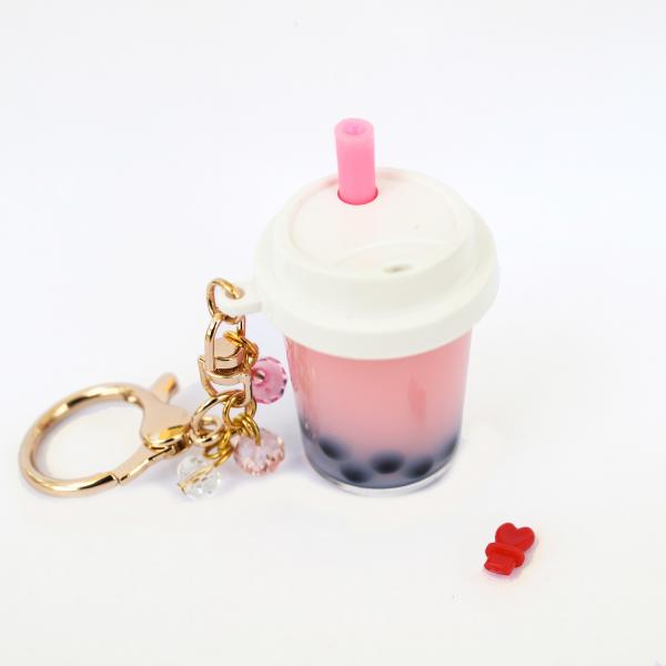GREEN Boba Keychain with White Lid Filled with REAL LIQUID picture