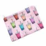 Pink Boba Bubble Tea Zippered Bouch Bag