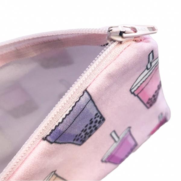 Pink Boba Bubble Tea Zippered Bouch Bag picture