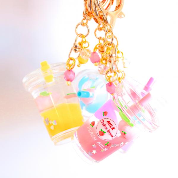 REAL LIQUID - BLUE Peach Milk Drink Keychain Charm picture