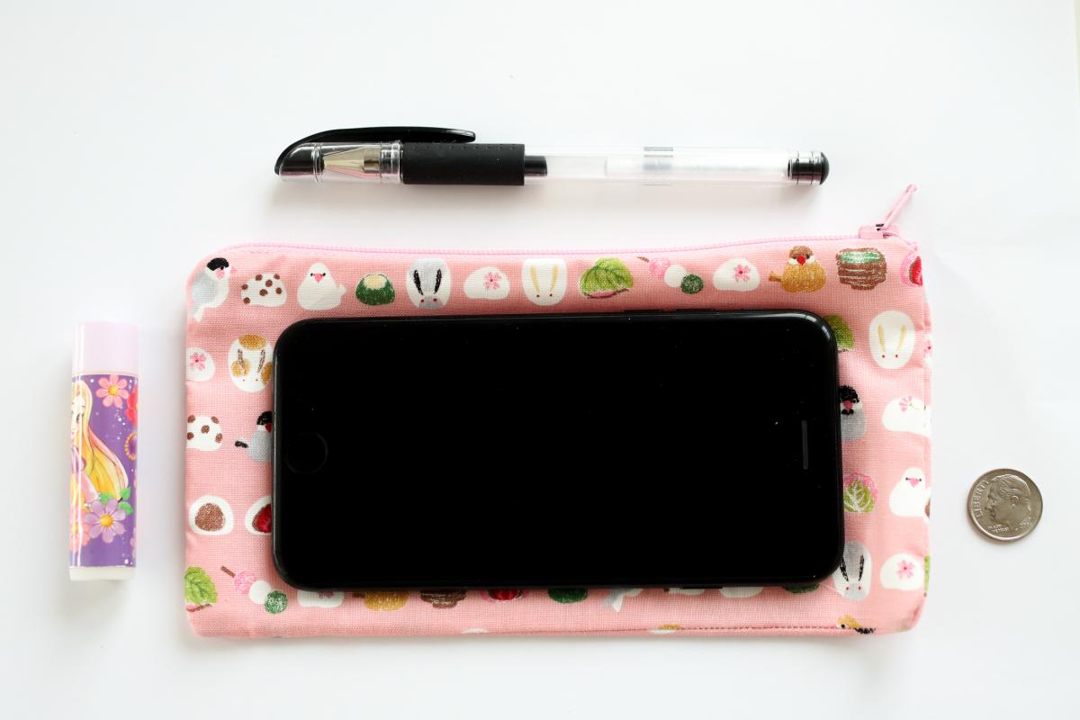 PINK Traditional Japanese Sweets (Wagashi) Print Zippered Pouch Bag picture