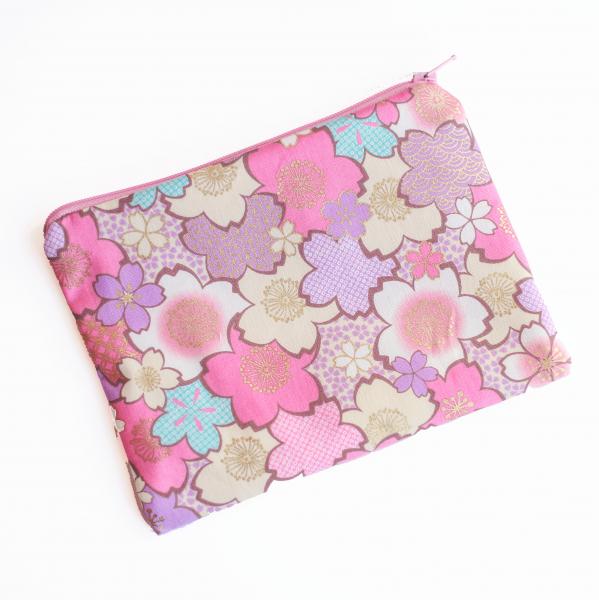 Pastel Pink Sakura Cherry Blossom Zippered Pouch Bag picture