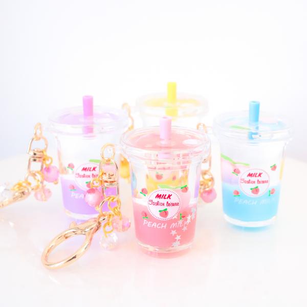 REAL LIQUID - YELLOW Peach Milk Drink Keychain Charm picture