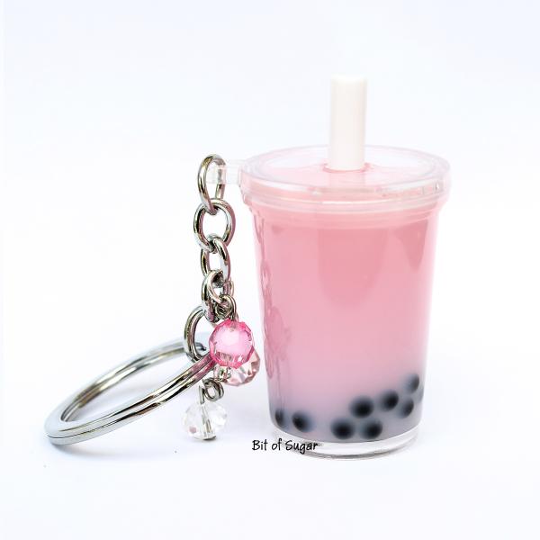 Pink Boba Bubble Tea Keychain picture