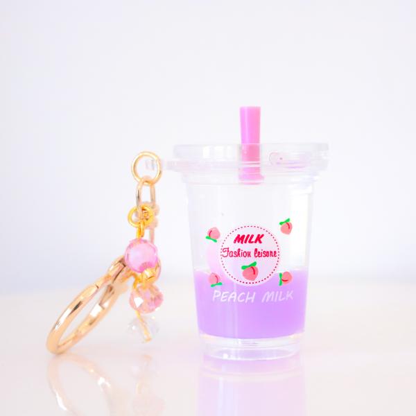 REAL LIQUID - PURPLE Peach Milk Drink Keychain Charm picture