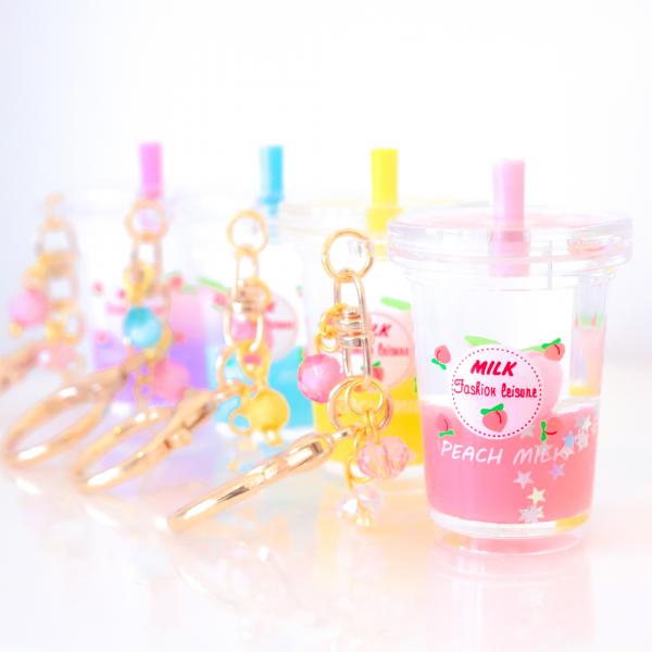 REAL LIQUID - PURPLE Peach Milk Drink Keychain Charm picture