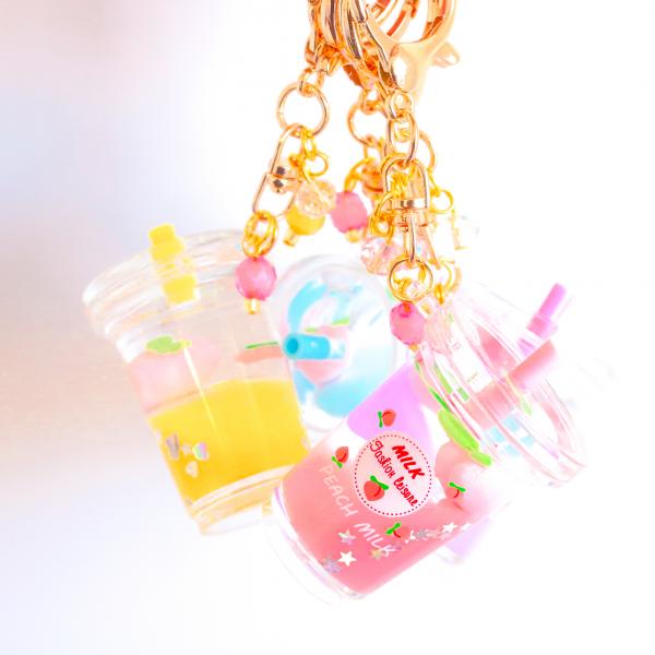REAL LIQUID - PEACHY PINK Color - Peach Milk Drink Keychain Charm picture
