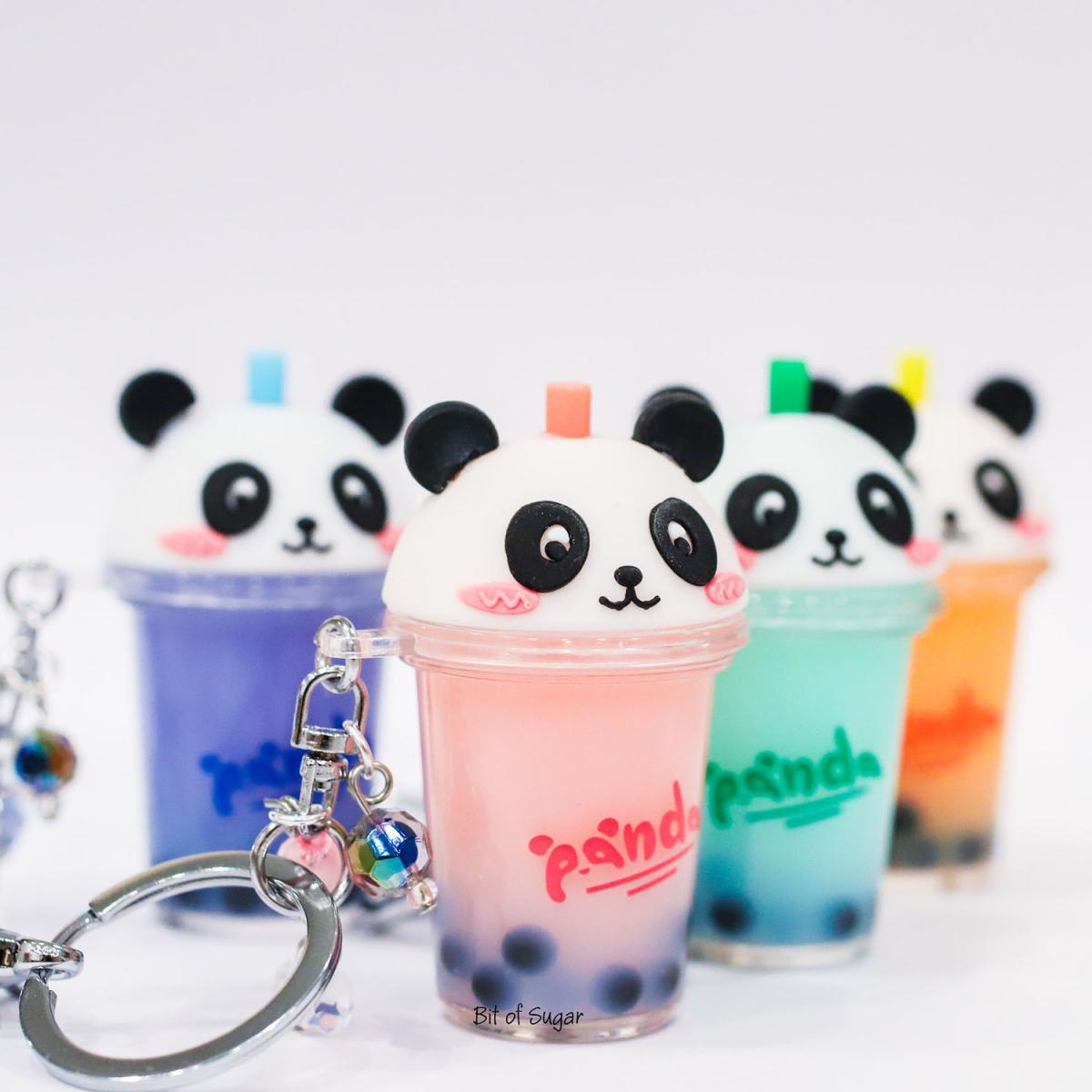 Pink Panda Boba Bubble Tea Keychain Eventeny