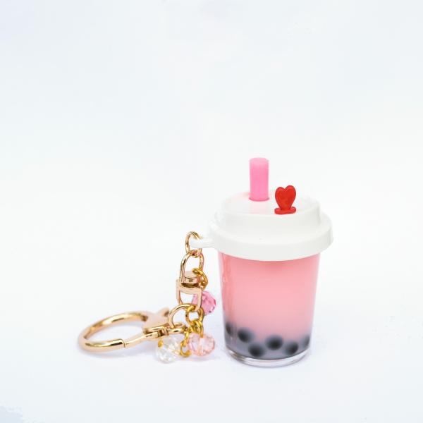 PINK Boba Keychain filled with REAL LIQUID picture