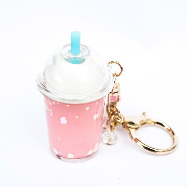 PINK Glitter Cat Drink Keychain picture