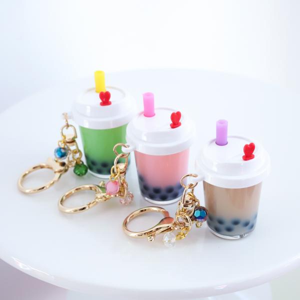 PINK Boba Keychain filled with REAL LIQUID picture