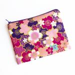 Plum Sakura Cherry Blossom Zippered Pouch Bag