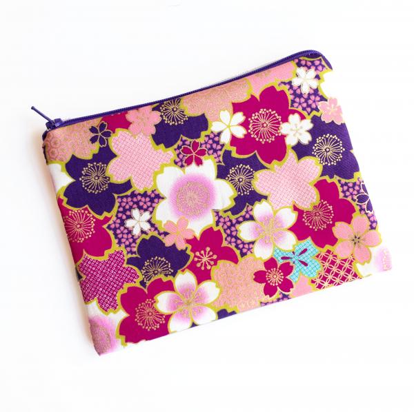 Plum Sakura Cherry Blossom Zippered Pouch Bag picture