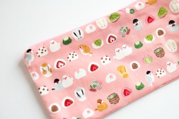 PINK Traditional Japanese Sweets (Wagashi) Print Zippered Pouch Bag