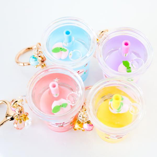 REAL LIQUID - YELLOW Peach Milk Drink Keychain Charm picture