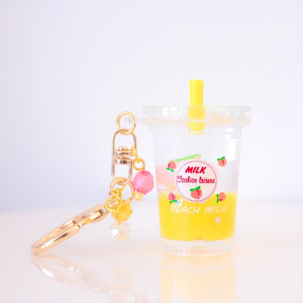 REAL LIQUID - YELLOW Peach Milk Drink Keychain Charm picture