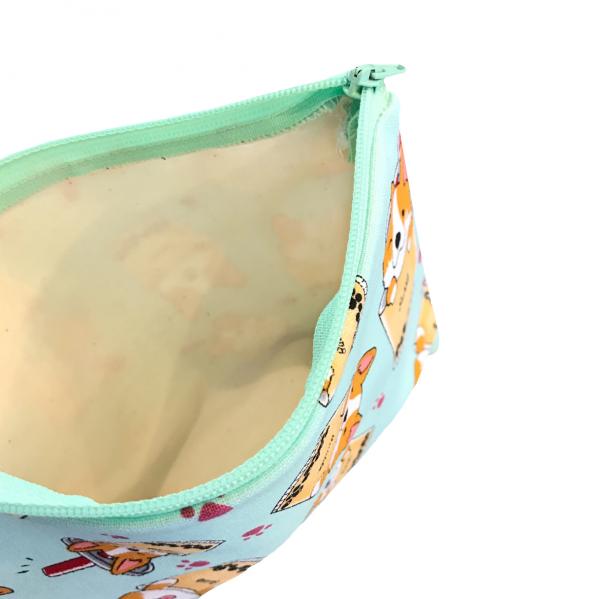 Corgi Boba Bubble Tea Zippered Pouch Bag in Mint Green picture