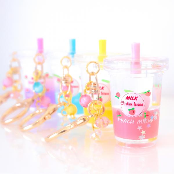 REAL LIQUID - PEACHY PINK Color - Peach Milk Drink Keychain Charm picture