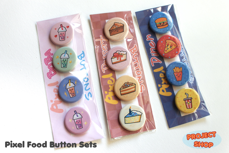 Pixel Dessert & Food Button Sets