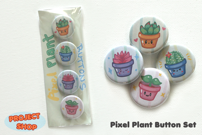 Pixel Plants Button Set