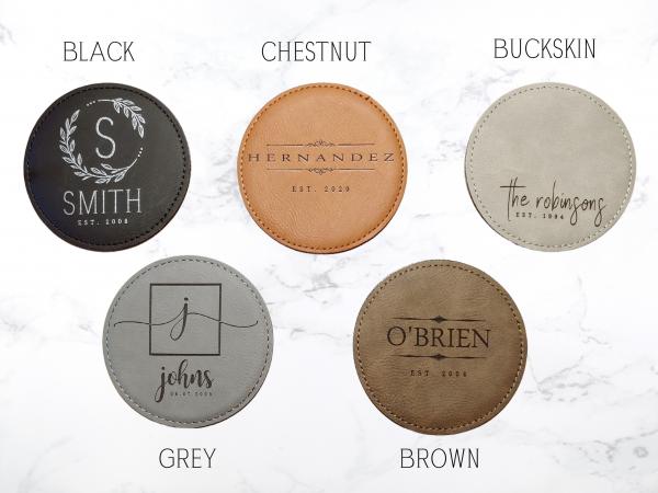 Vegan Leather Coaster Set Round picture