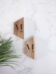 Personalized Marble Wooden Hexagon Coaster