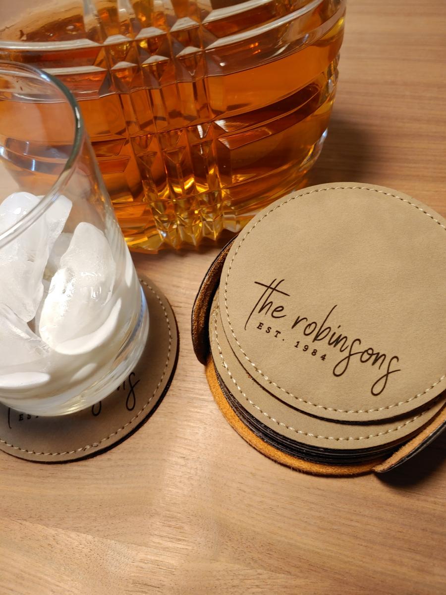 Vegan Leather Coaster Set Round picture