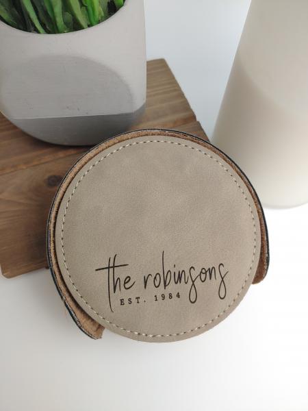 Vegan Leather Coaster Set Round picture