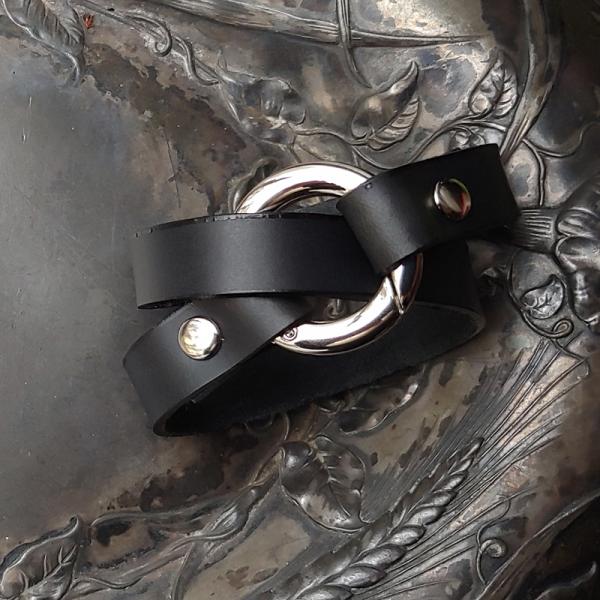 Bezel Leather Shawl Cuff picture