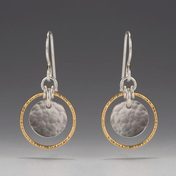 Gilded: Suspended Double Disk Drop Earrings picture