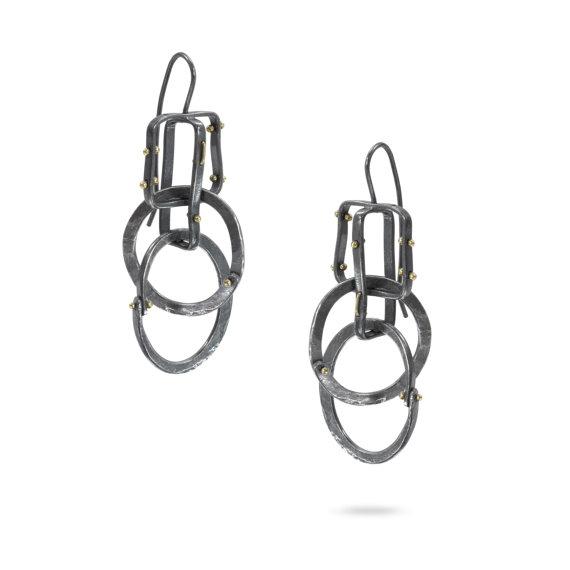 Forged: Geometric Rivet Drop Earrings picture