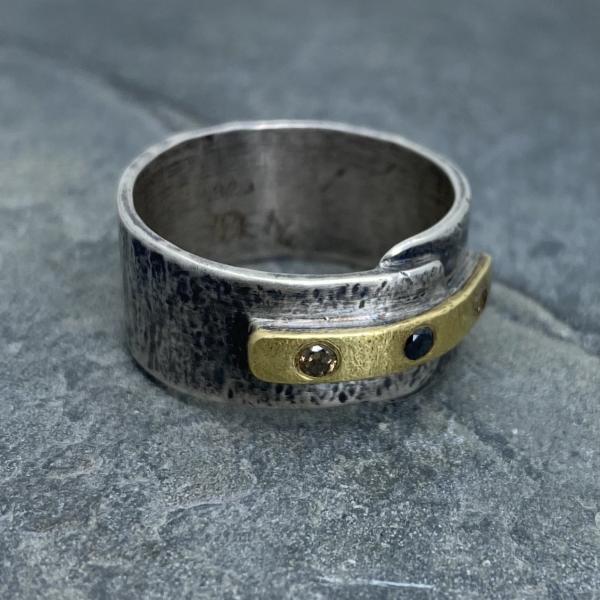 Modern Simplicity: Chocolate and Black Diamonds/Yellow Gold and Sterling Silver Ring picture