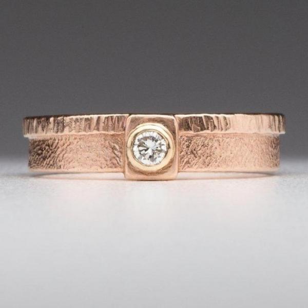 Rounded Rectangle: Diamond in Rose Gold Ring