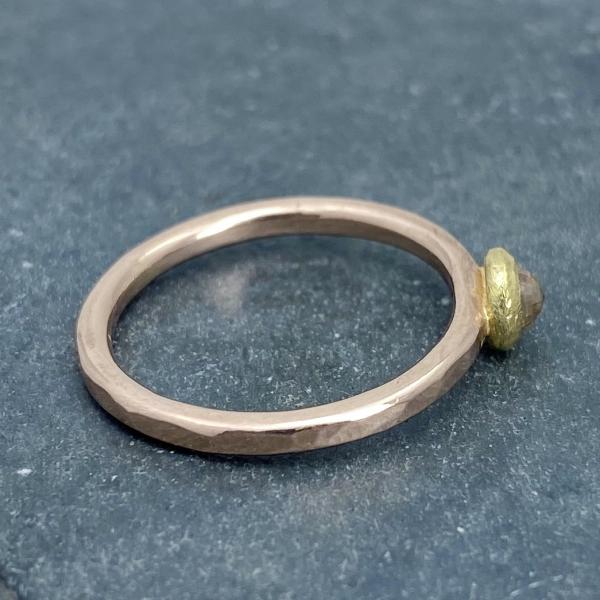 Forged: Champagne-Colored Diamond and Rose Gold Hammered Ring picture