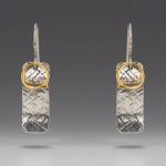 Gilded: Loop/Woven Rectangle Layered Drop Earrings