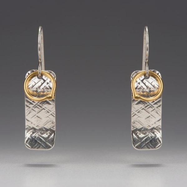 Gilded: Loop/Woven Rectangle Layered Drop Earrings