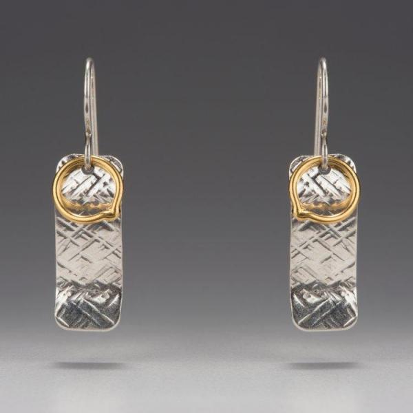 Gilded: Loop/Woven Rectangle Layered Drop Earrings