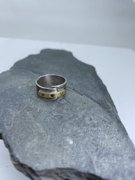 Modern Simplicity: Chocolate and Black Diamonds/Yellow Gold and Sterling Silver Ring picture