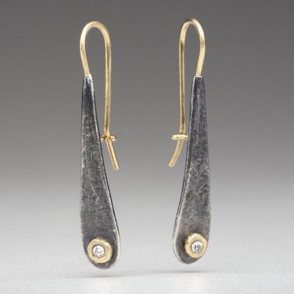 Pavement Drips: Diamond Elongated Teardrop Earrings