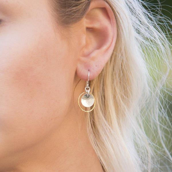 Gilded: Suspended Double Disk Drop Earrings picture