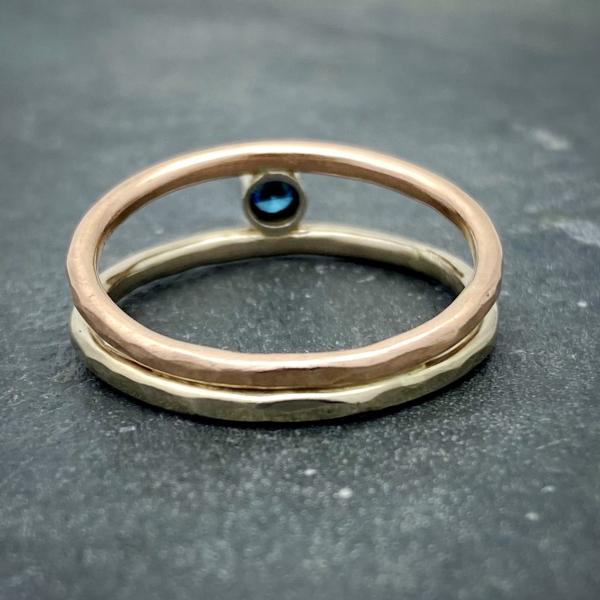 Parallel Universe: Blue Diamond and White/Rose Gold Ring picture