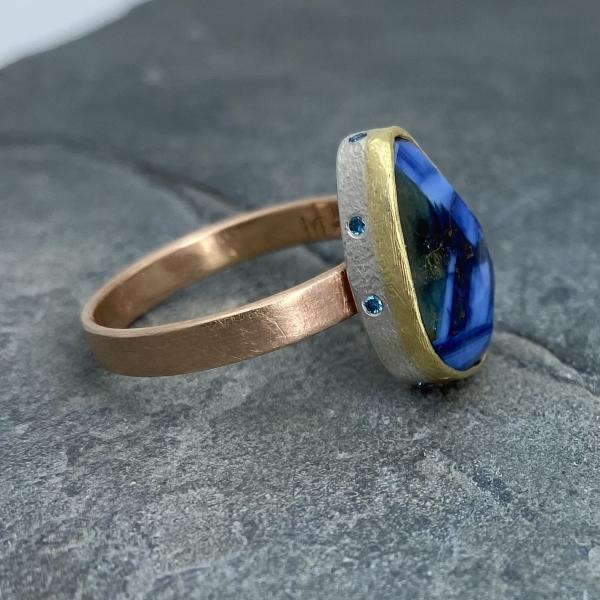 Natural Wonder: Blue Sapphire/Blue Diamonds Rose Gold Ring picture