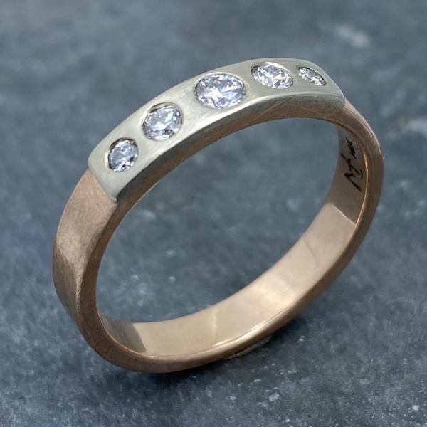Modern Simplicity: Five-Diamond Rose Gold Ring picture