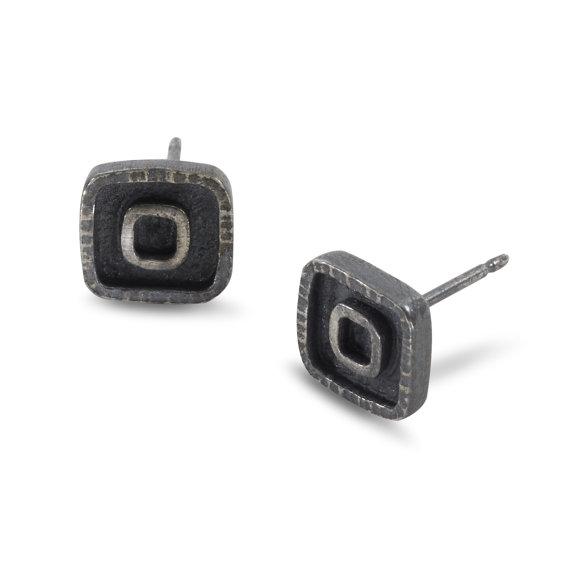 Forged: Raised Square Stud Earrings picture