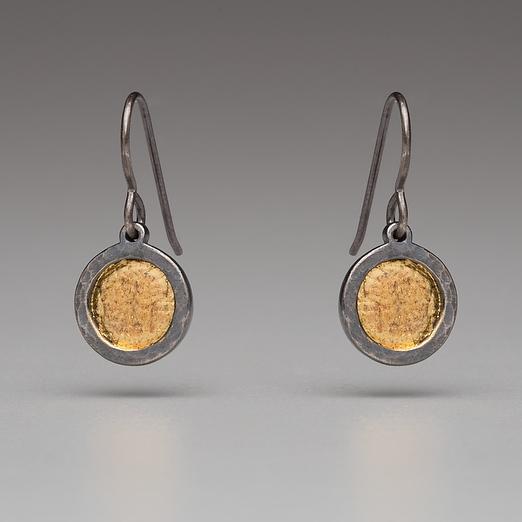 Gilded: Recessed Disk Drop Earrings picture