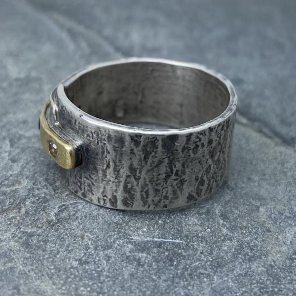 Modern Simplicity: Chocolate and Black Diamonds/Yellow Gold and Sterling Silver Ring picture