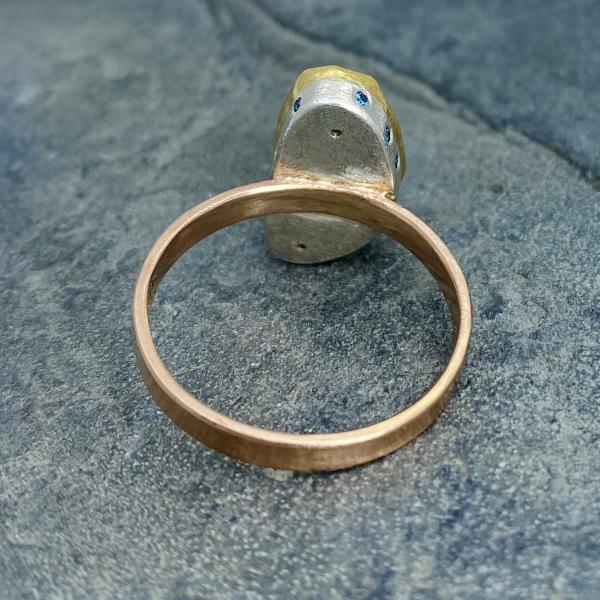 Natural Wonder: Blue Sapphire/Blue Diamonds Rose Gold Ring picture